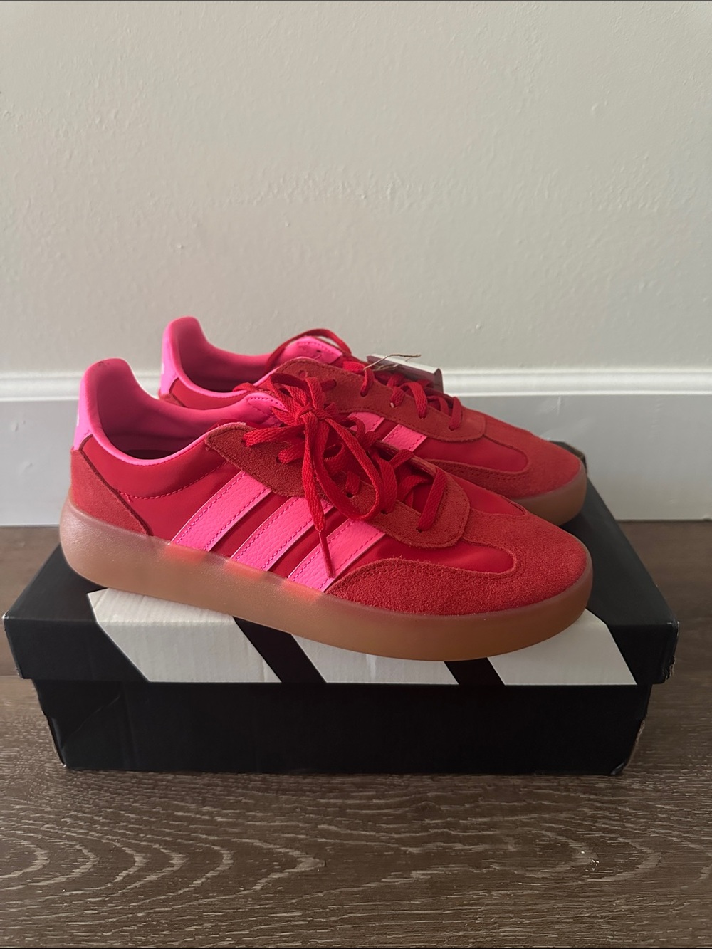 adidas Women's Red & Pink Suede Low-Top Sneakers